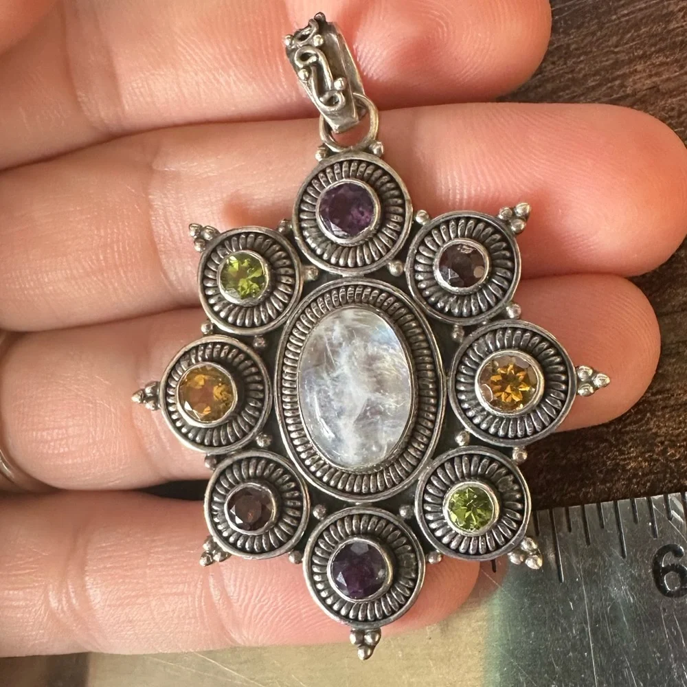 Ross-Simons Artisan Crafted Sterling Silver 925 Multi-Gemstone Pendant - Picture 3 of 7